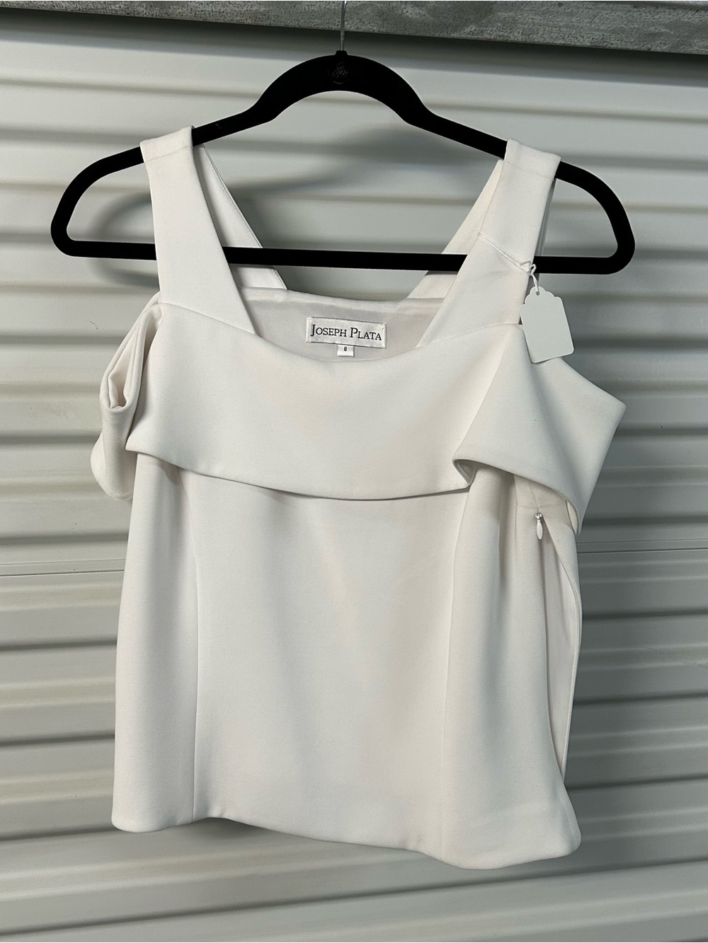 White Cold-Shoulder Ruffle Camisole